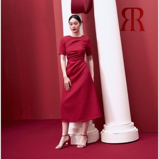 Rập - đầm cổ tròn tay ngắn thân nhún - xmas 17