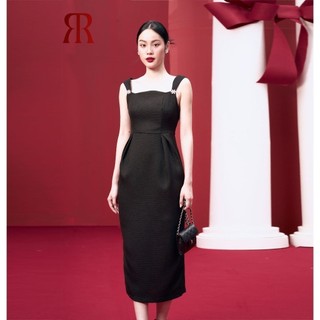 Rập - đầm cổ vuông dây thân xếp - xmas 16