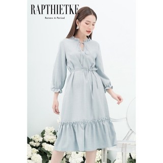 Rập - đầm dáng suông cột dây eo - blue 01 xanh