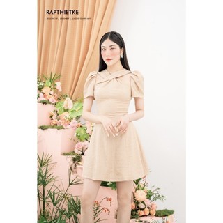 RẬP - Đầm Da Cổ Chéo Tay Nhún Xếp - GIGI 02 NUDE