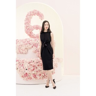 RẬP - Đầm Đen Xếp Ly Đính Nơ - LUX 02