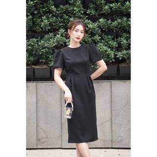 RẬP - Đầm Eo Xếp Ly Cổ Tròn Đính Hạt - NUDE 08