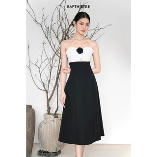 RẬP - Đầm Hai Dây Không Tay Cài Hoa Trước Thân Xòe - CELINE 06