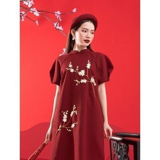 RẬP - Đầm Hoa Đào Đỏ - FREESIZE