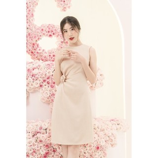 Rập - đầm kem không tay khoét eo - yellow 04