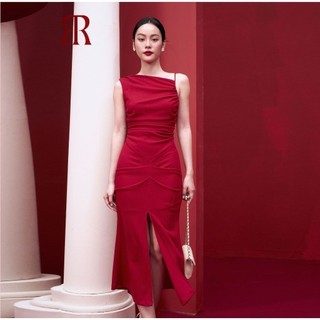 Rập - đầm không tay cổ xéo thân nhún xẻ - xmas 04