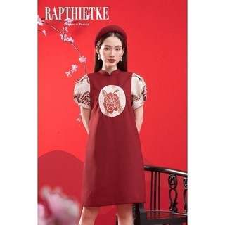 Rập - đầm kim hỷ đỏ gấm đỏ - freesize