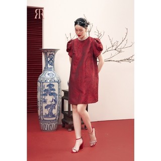 Rập - đầm kim hỷ gấm đỏ 2024 - red rose