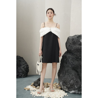 Rập - đầm suông hai dây ren trễ vai đính đá - chic 04 - fs