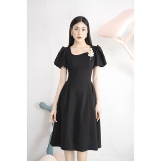 Rập - đầm tay phồng cài hoa thân xòe - lucie 06