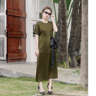 RẬP - Đầm Xanh Rêu Nơ Dài - PLEAT 05