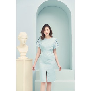 RẬP - Đầm Xanh Tay Đắp Nhún Eo - SPRING 16