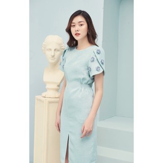 RẬP - Đầm Xanh Tay Đắp Nhún Eo - SPRING 16