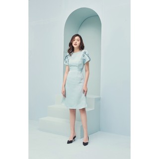 RẬP - Đầm Xanh Tay Đắp Nơ Eo - SPRING 02