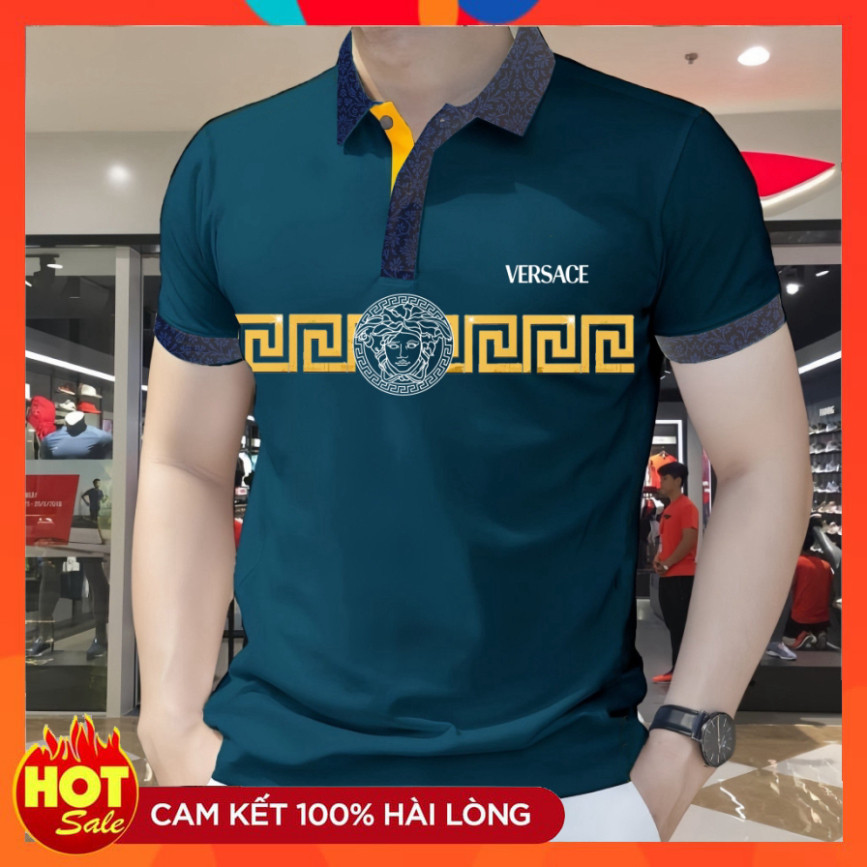 Giảm giá 30% Áo Thun POLO VERSACE tay cộc Dáng Ôm Vải Cotton trang điểm thời thượng Cho Nam 2024 [HK