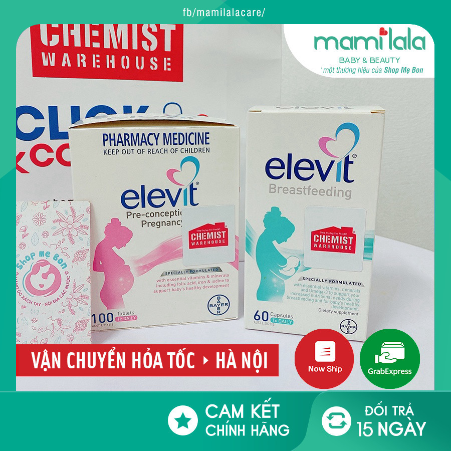 [Tem Chemist - Date 2028] Vitamin tổng hợp Elevit bầu và Elevit Sau sinh - Xuất xứ Úc