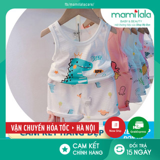 Bộ quần áo sợi tre 3 lỗ cho Bé mặc nhà cho bé Trai từ 1 - 5 tuổi