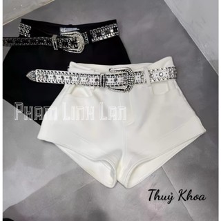 Quần short sooc quần đùi trắng đen kèm đai QCCC QCL1 QS0136 129