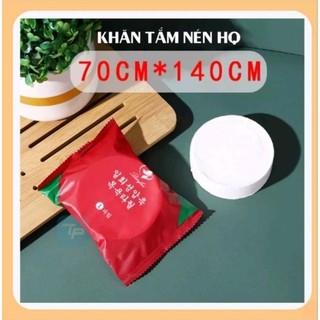 (Đỏ 70x140cm) Khăn tắm nén Hàn Quốc du lịch  thiết kế  bo tròn đa năng tiện lợi