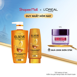 Bộ dầu gội 620ml, dầu xả 280ml chiết xuất tinh dầu hoa tự nhiên L'Oreal Paris Elseve Extraordinary Oi