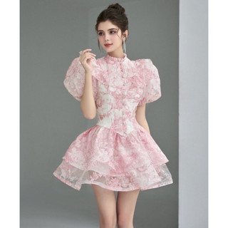 Đầm hồng họa tiết, đầm bánh bèo nhẹ nhàng bay bổng Camelie Dress - Mayu boutique