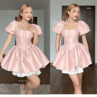 Váy Bánh Bèo LYNLASTORE Váy Tay Bồng Dáng Xòe Chất Liệu Tacta Cao Cấp Đẹp Quyến Rũ ,Sang Trọng - Đầm Thiết Kế A08