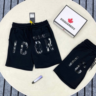Quần Short Nam DSQ Nỉ Chân Cua Đen In Hoạ Tiết Chữ ICON Cạp Chun Sày Dặn Cao Cấp Cho các Boy Phố Đi Chơi Đi Biển 2024