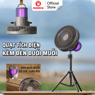 Quạt Tích Điện Gấp Gọn 4in1 Modeco - Quạt Camping, Văn Phòng Có Đèn Bắt Muỗi. Có Thể Làm Sạc Dự Phòng Rất Tiện Dụng