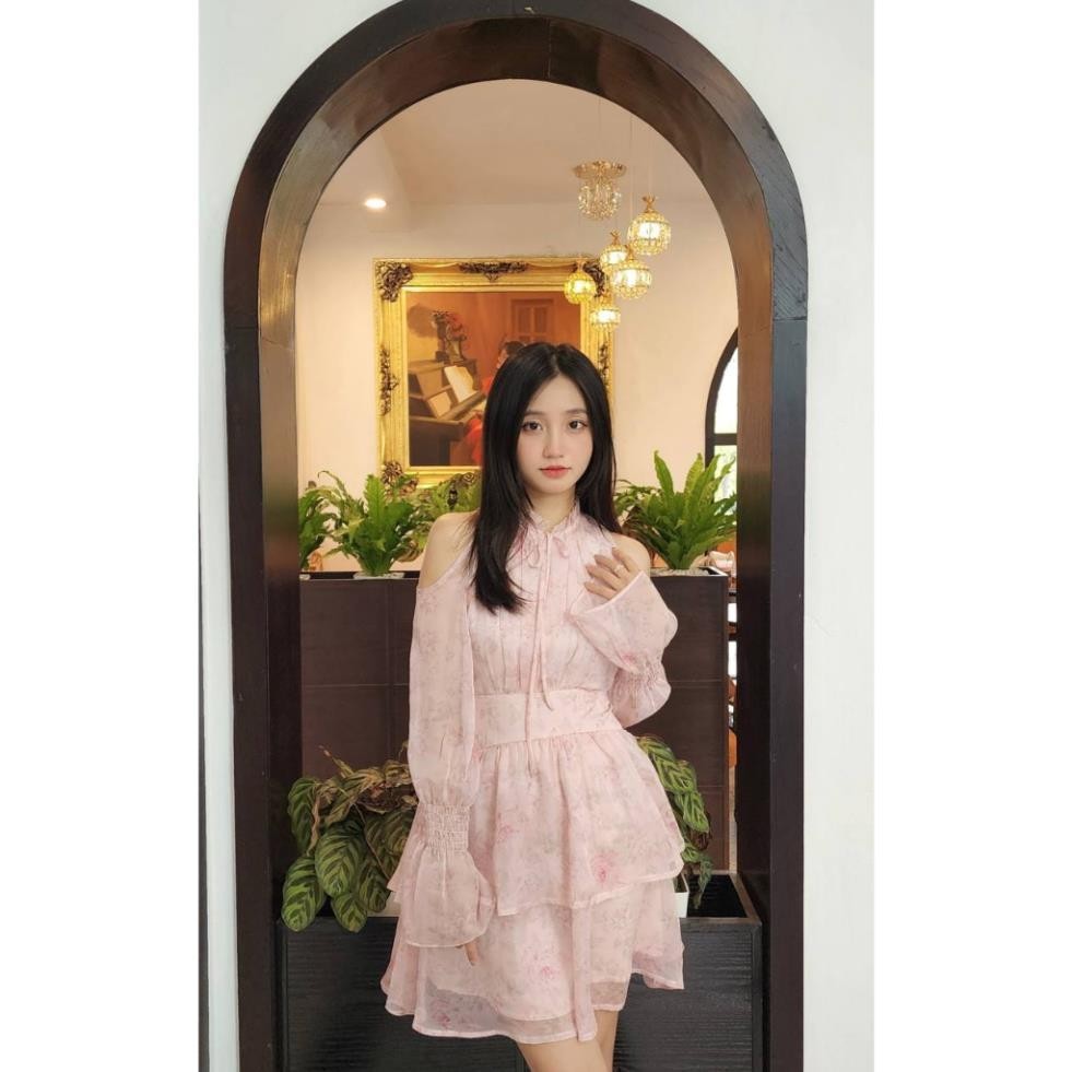 Váy đầm tơ hoa khoét vai dáng xòe hai tầng đi chơi đi biển Vayemcloset | BigBuy360 - bigbuy360.vn