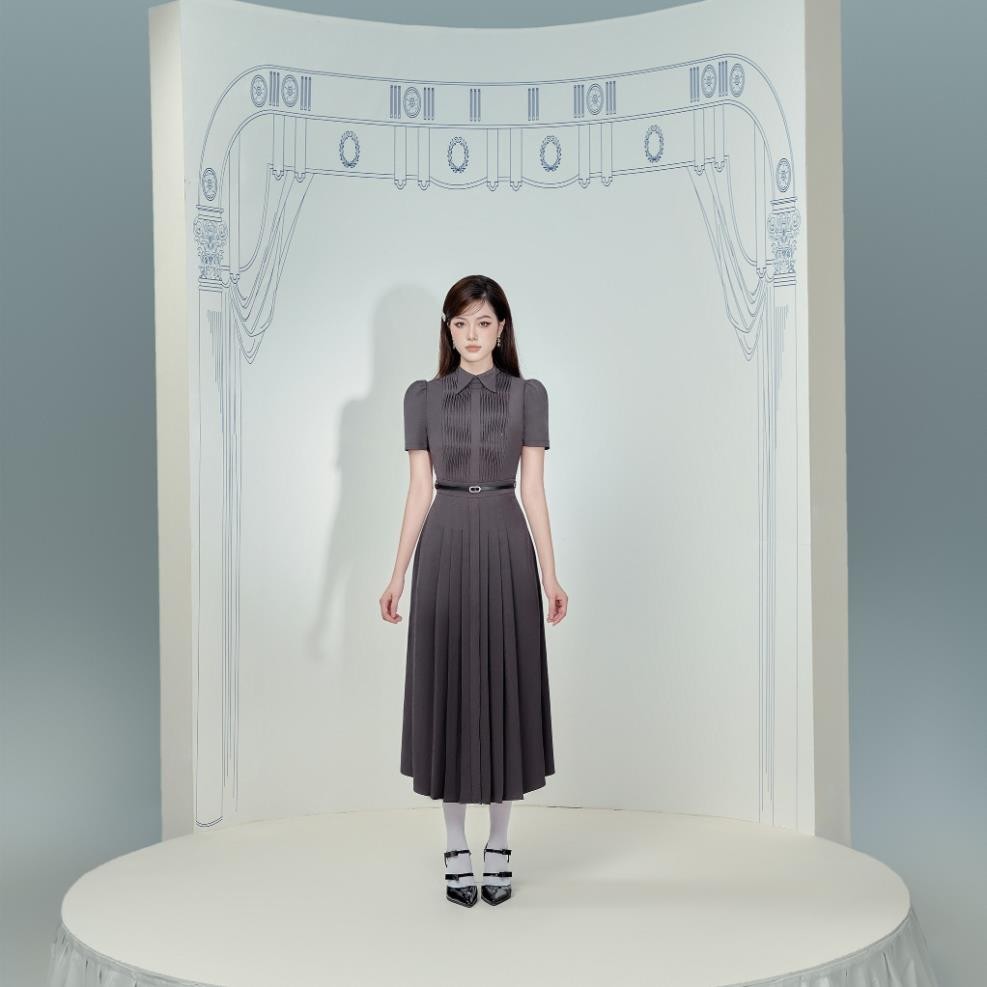 Váy Đầm Nữ Dáng Dài Cổ Điển SOLEIL ROOM Váy Liền Xếp Ly Xòe Thanh Lịch TOCHIE DRESS (Tặng kèm đai lưng) | BigBuy360 - bigbuy360.vn