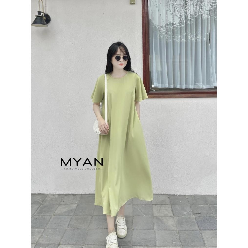 Đầm Váy Suông Nữ MYAN Thiết Kế Cổ Tròn Tay Xoè Rủ Chất Suôn Mềm Không Nhăn Màu Xanh Cốm, Đen Size S,M,L Vvn022311 | BigBuy360 - bigbuy360.vn