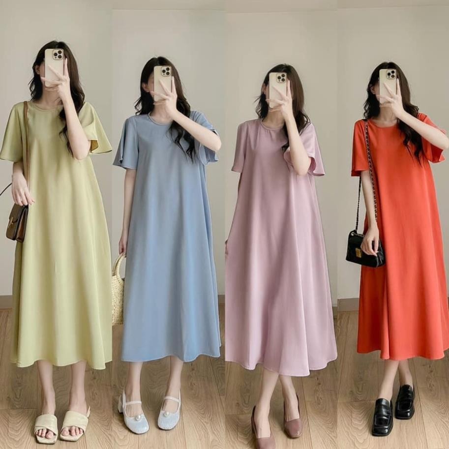 Đầm Váy Suông Nữ MYAN Thiết Kế Cổ Tròn Tay Xoè Rủ Chất Suôn Mềm Không Nhăn Màu Xanh Cốm, Đen Size S,M,L Vvn022311 | BigBuy360 - bigbuy360.vn