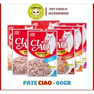 Pate Ciao 60g cho mèo mọi lứa tuổi thơm ngon, đủ vị.