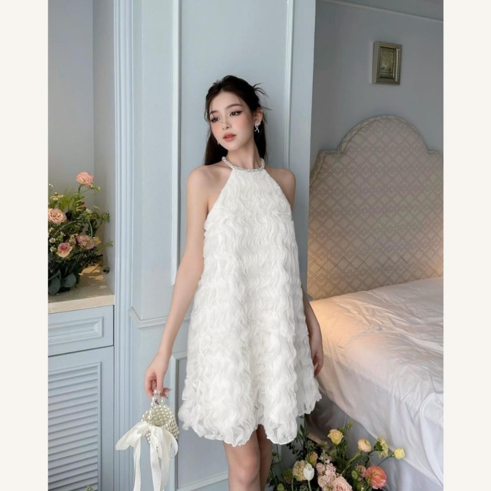 Váy cổ yếm nữ phối cổ đá dáng xòe Linly Store V-VPC4 | BigBuy360 - bigbuy360.vn