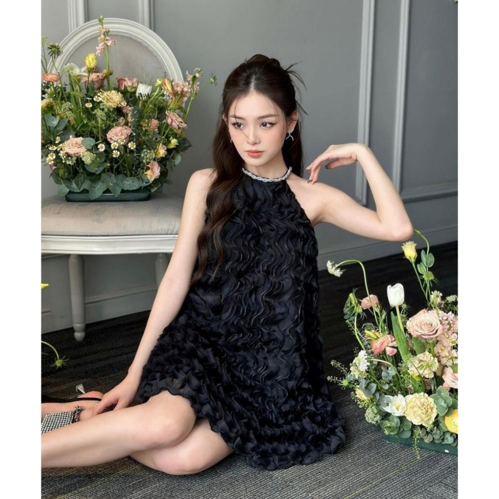 Váy cổ yếm nữ phối cổ đá dáng xòe Linly Store V-VPC4 | BigBuy360 - bigbuy360.vn