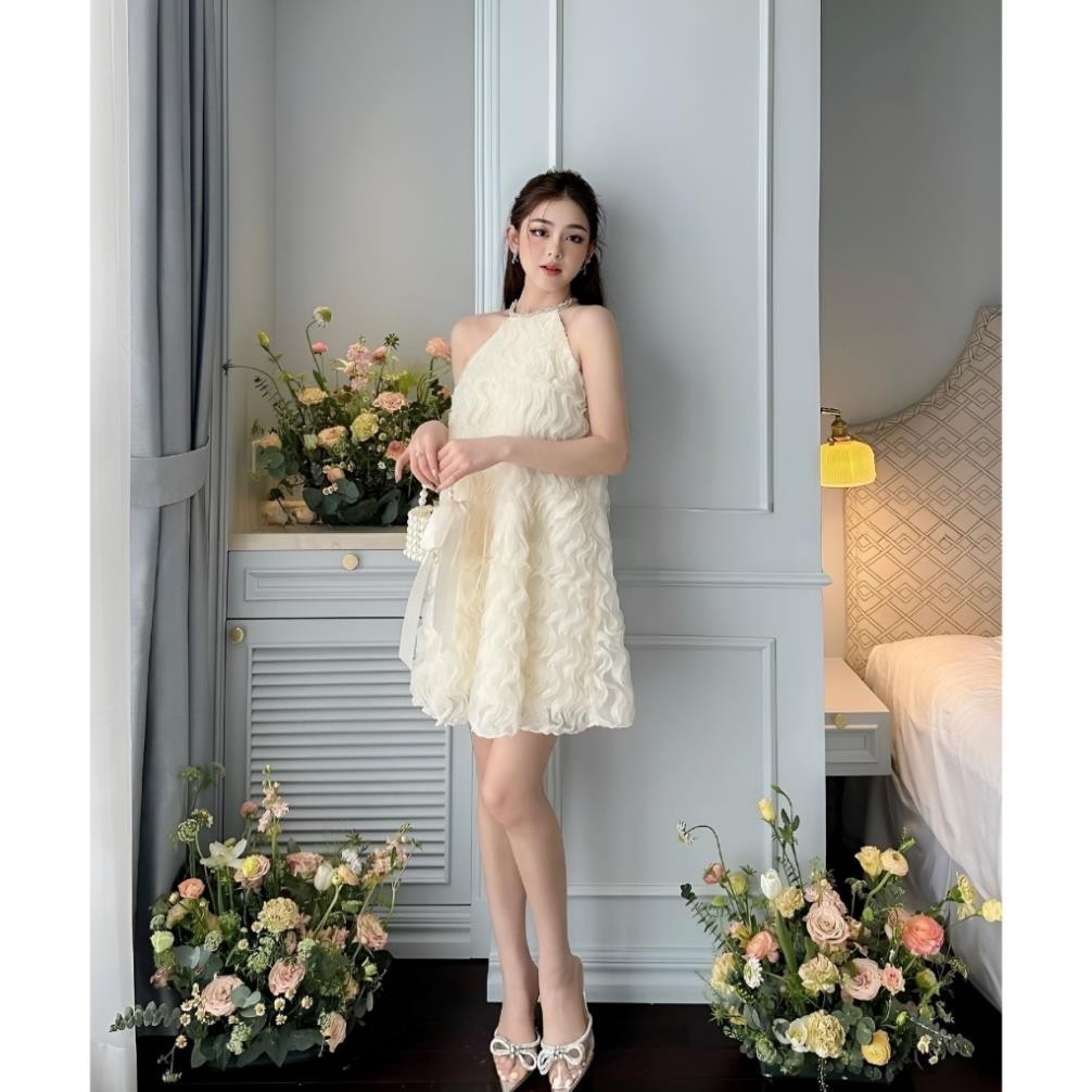 Váy cổ yếm nữ phối cổ đá dáng xòe Linly Store V-VPC4 | BigBuy360 - bigbuy360.vn