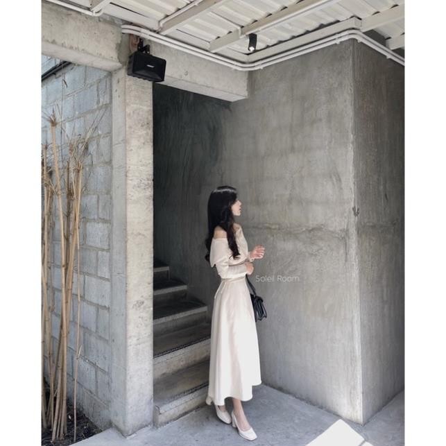 Váy Đầm Nữ Dáng Dài Trễ Vai SOLEIL ROOM Nhúng Hông Chống Nhăn Tôn Dáng LORA DRESS-BEST SELLER | BigBuy360 - bigbuy360.vn