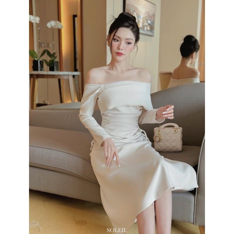 Váy Đầm Nữ Dáng Dài Trễ Vai SOLEIL ROOM Nhúng Hông Chống Nhăn Tôn Dáng LORA DRESS-BEST SELLER | BigBuy360 - bigbuy360.vn