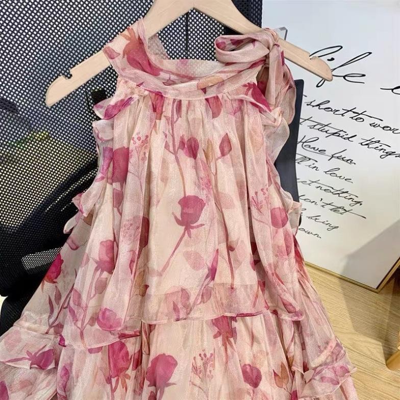 Đầm Cổ Yếm Hoa Hồng Chiffon Đầm Tay Phồng Phong Cách Pháp Thời Trang Váy Đầm Dáng Ngắn Phong Cách Tiểu Thư | BigBuy360 - bigbuy360.vn