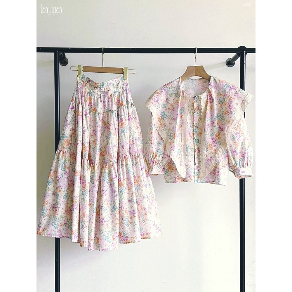 Váy thiết kế cao cấp La.na set váy tiểu thư dài tay cá tính hoạ tiết - SV021 | BigBuy360 - bigbuy360.vn