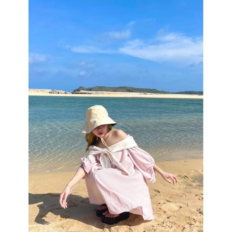 Váy trễ vai babydoll 2lớp ALMA DRESS tay bồng bo chun(nơ trắng kèm quần bảo hộ) | BigBuy360 - bigbuy360.vn