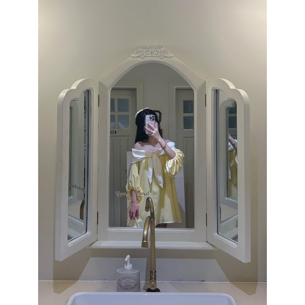 Váy trễ vai babydoll 2lớp ALMA DRESS tay bồng bo chun(nơ trắng kèm quần bảo hộ) | BigBuy360 - bigbuy360.vn