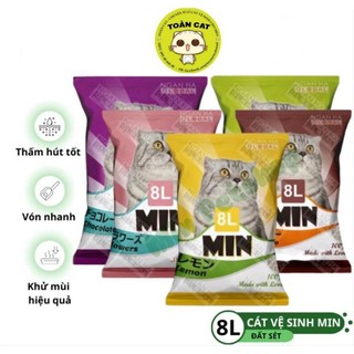 Cát vệ sinh cho mèo Cát Min 8L siêu vón, siêu khử mùi, tiết kiệm.