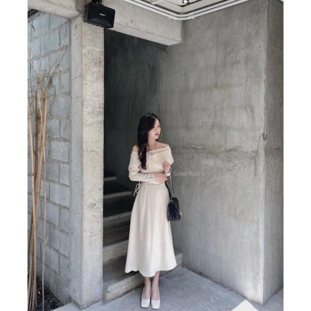 Váy Đầm Nữ Dáng Dài Trễ Vai SOLEIL ROOM Nhúng Hông Chống Nhăn Tôn Dáng LORA DRESS-BEST SELLER | BigBuy360 - bigbuy360.vn