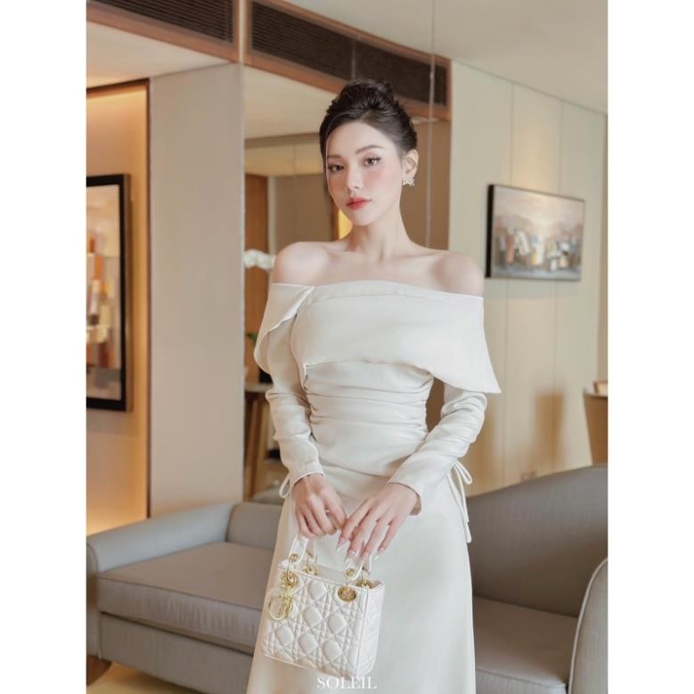 Váy Đầm Nữ Dáng Dài Trễ Vai SOLEIL ROOM Nhúng Hông Chống Nhăn Tôn Dáng LORA DRESS-BEST SELLER | BigBuy360 - bigbuy360.vn