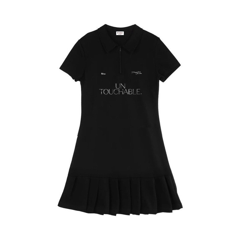 Váy polo nữ dáng suông "UNTOUCHABLE LOVE" vải cotton tự nhiên cao cấp thoáng mát cổ polo kéo khoá có size S M | BigBuy360 - bigbuy360.vn