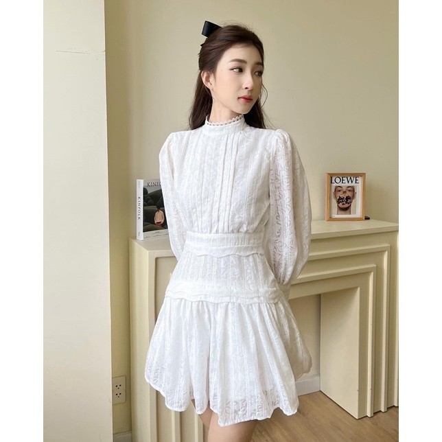 Váy trắng Flora Dress tay dài hoạ tiết hoa - COQUI | BigBuy360 - bigbuy360.vn