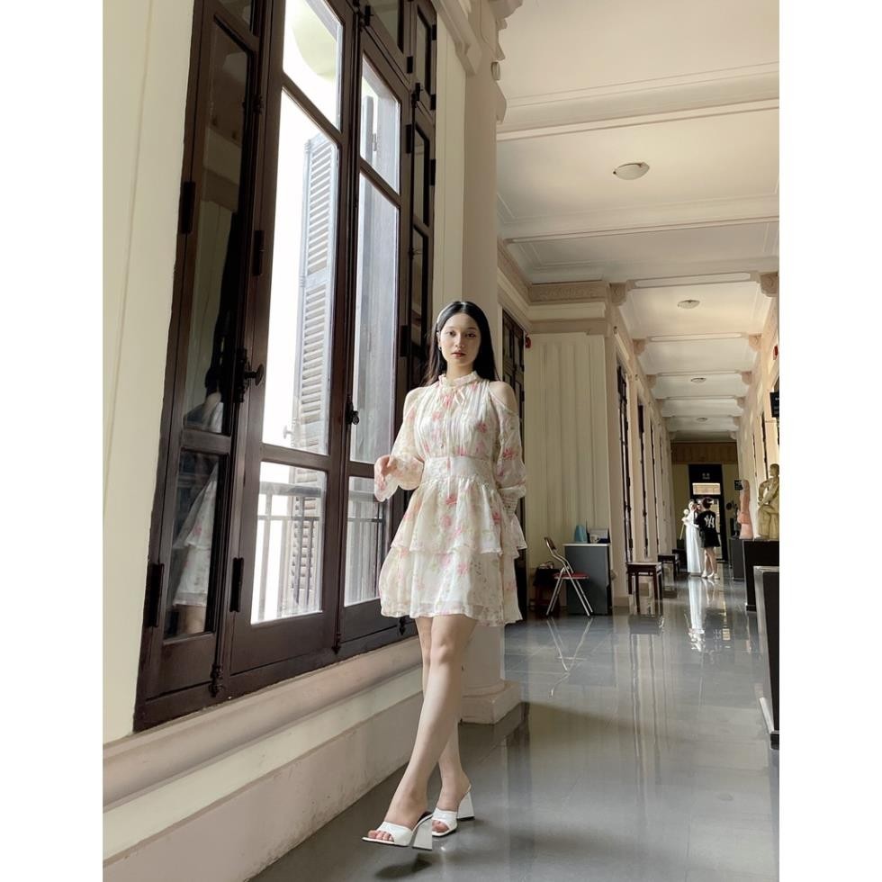 Váy đầm tơ hoa khoét vai dáng xòe hai tầng đi chơi đi biển Vayemcloset | BigBuy360 - bigbuy360.vn