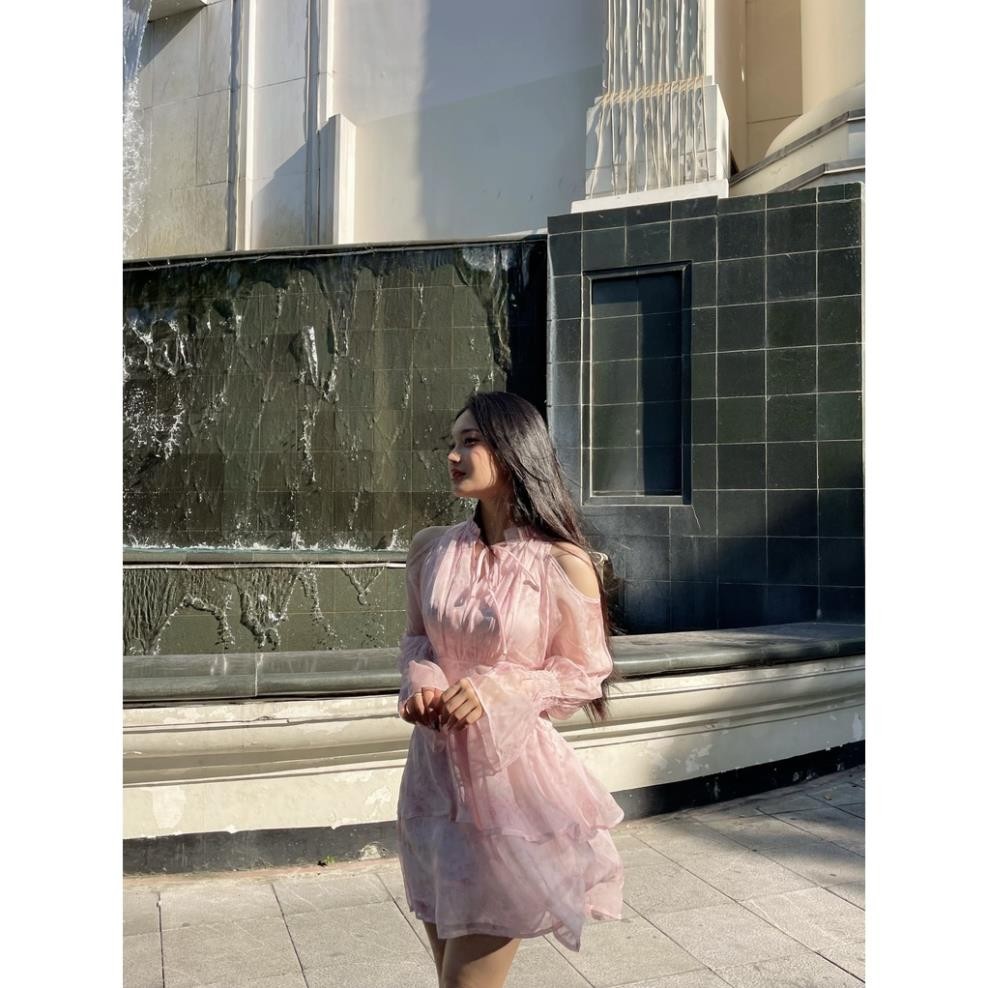 Váy đầm tơ hoa khoét vai dáng xòe hai tầng đi chơi đi biển Vayemcloset | BigBuy360 - bigbuy360.vn