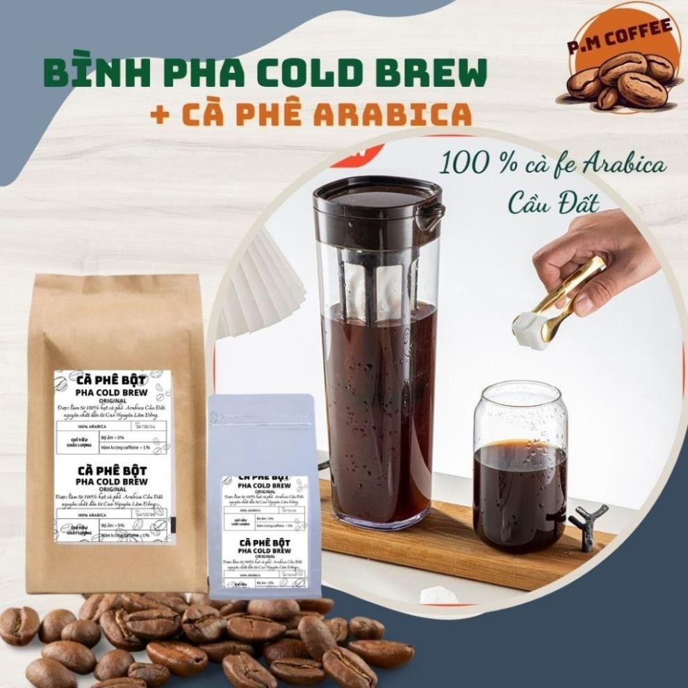 COMBO Cà phê Arabica kèm Bình pha Cold Brew chuyên dùng pha cà phê ủ lạnh - PM Coffee